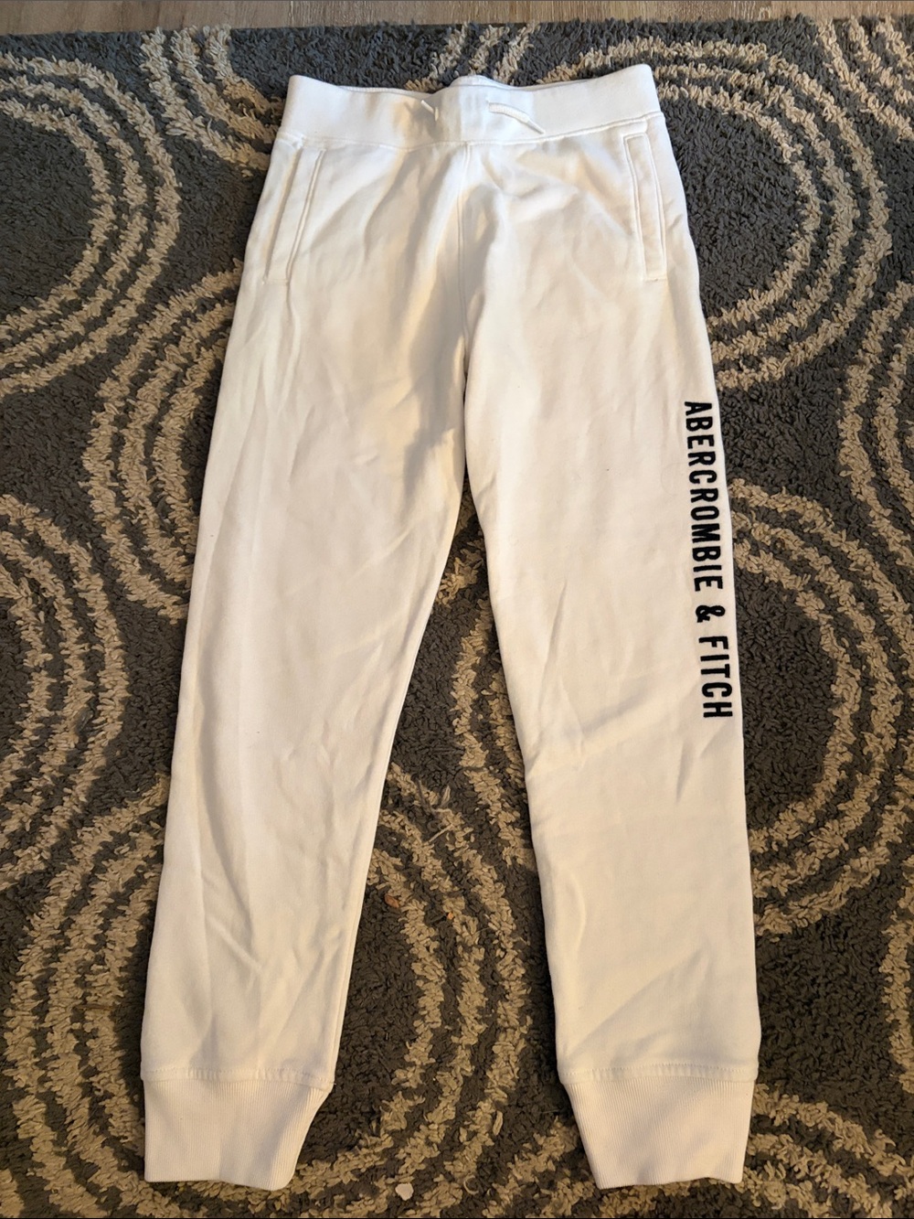 Abercrombie & Fitch White Kids Logo Joggers with Side Branding